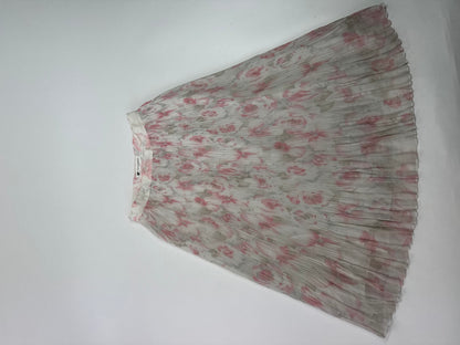 Vintage Courreges Plissee Floral Skirt white pink