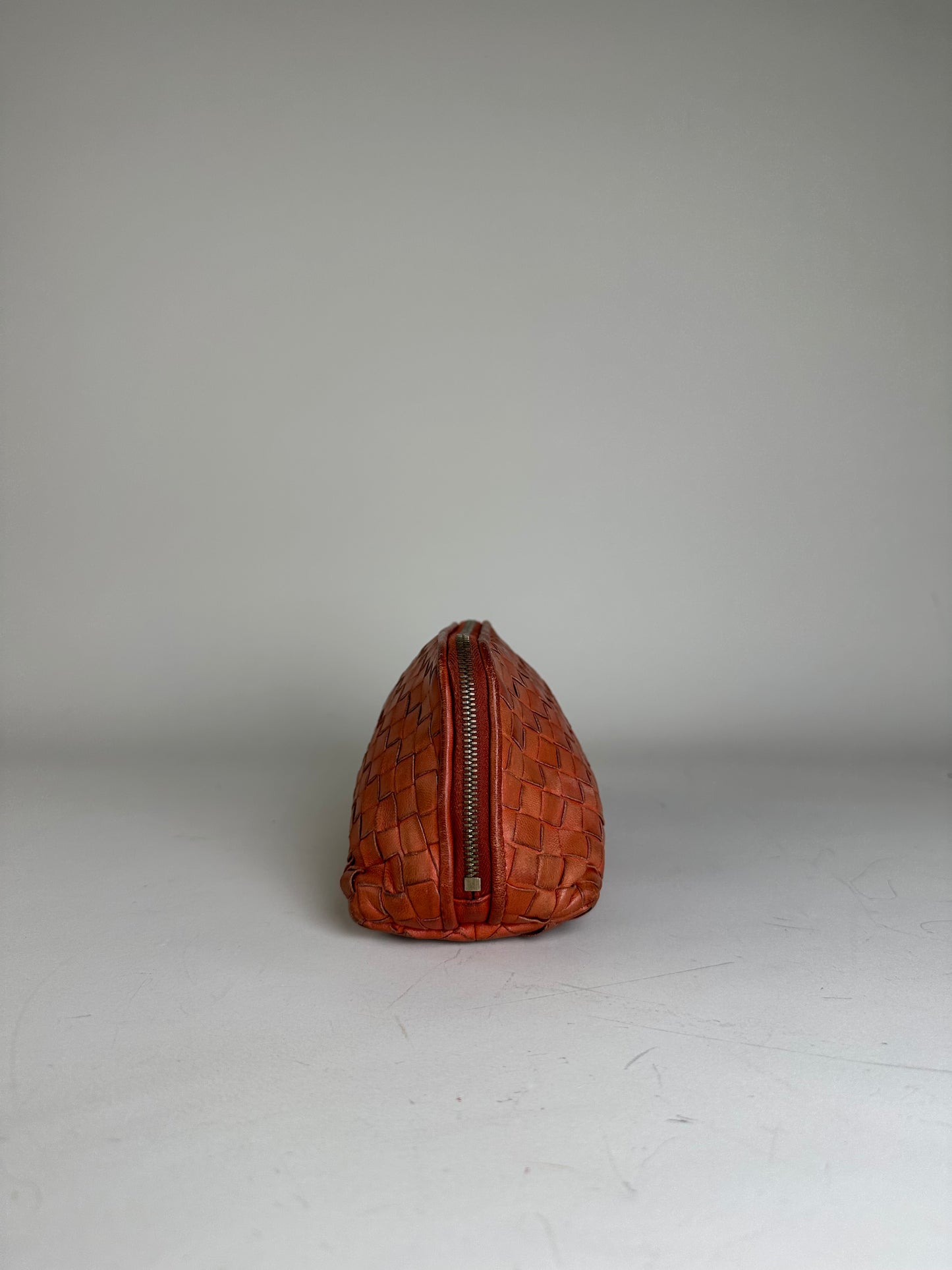 Vintage Bottega Veneta Woven Leather Cosmetic Case Rust