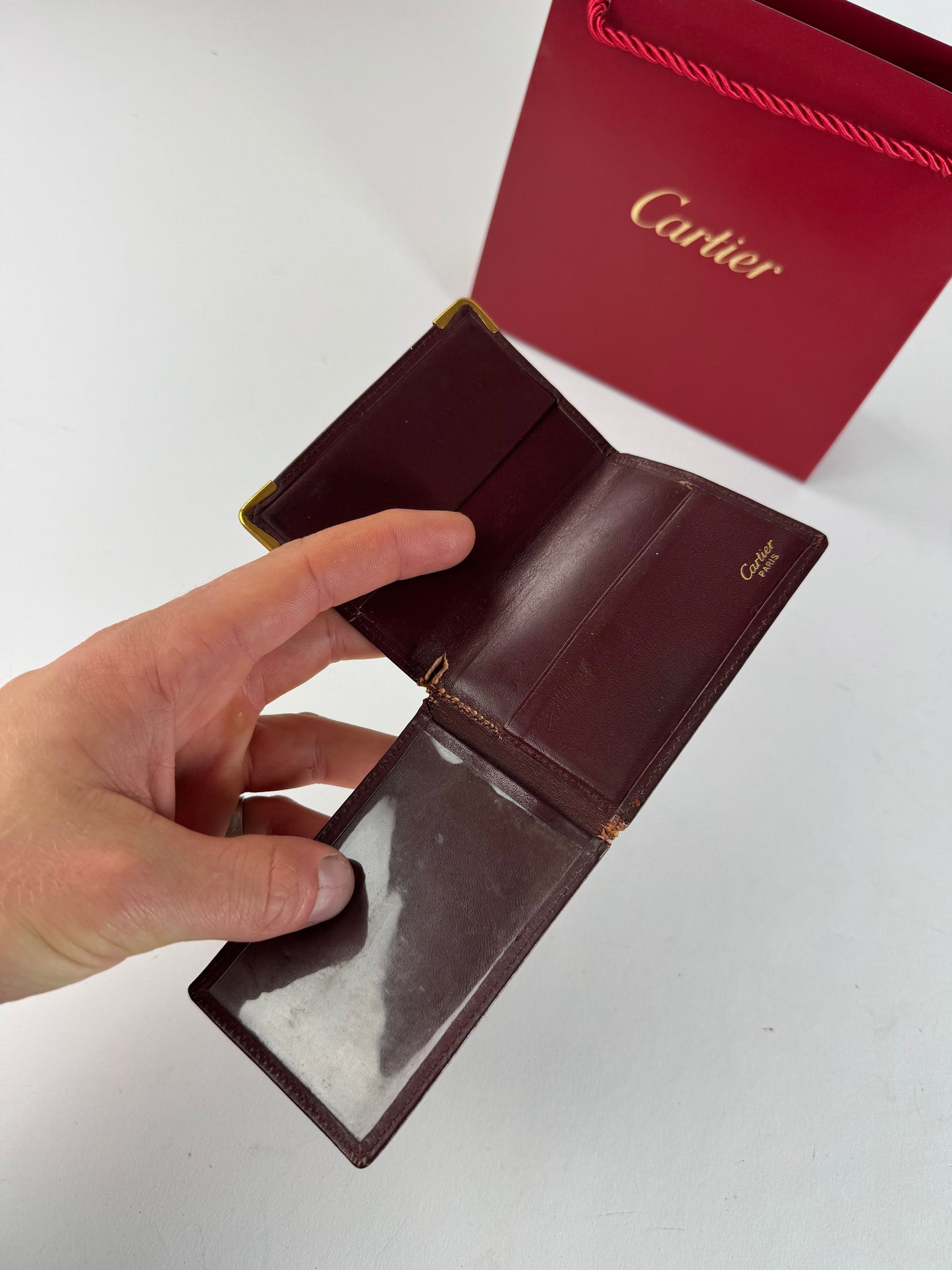 Vintage Cartier Leather Card Holder Burgundy
