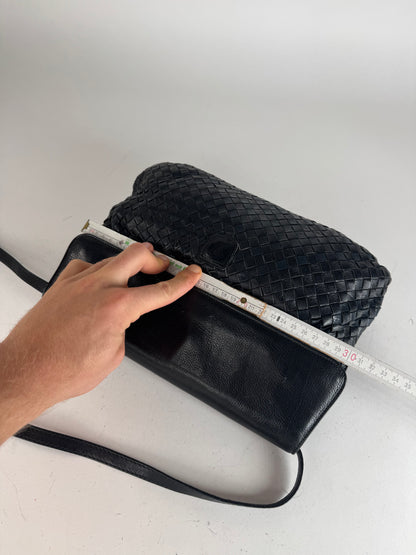 Vintage Celine Paris Braided Leather Bag Black