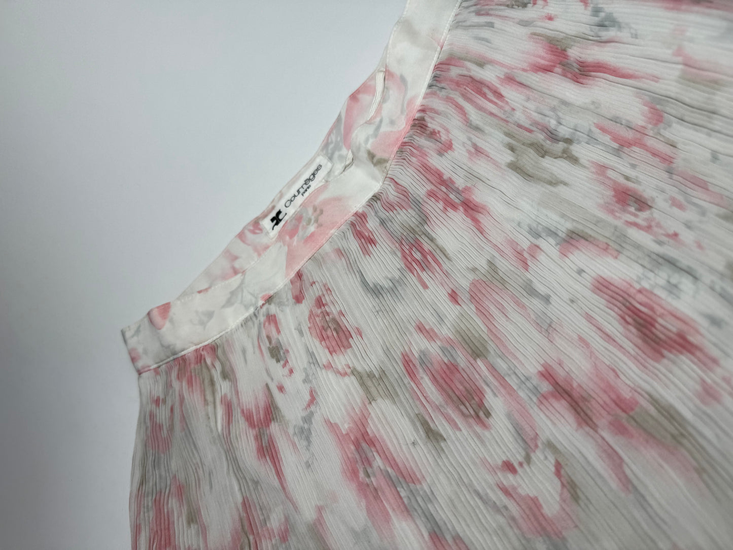 Vintage Courreges Plissee Floral Skirt white pink
