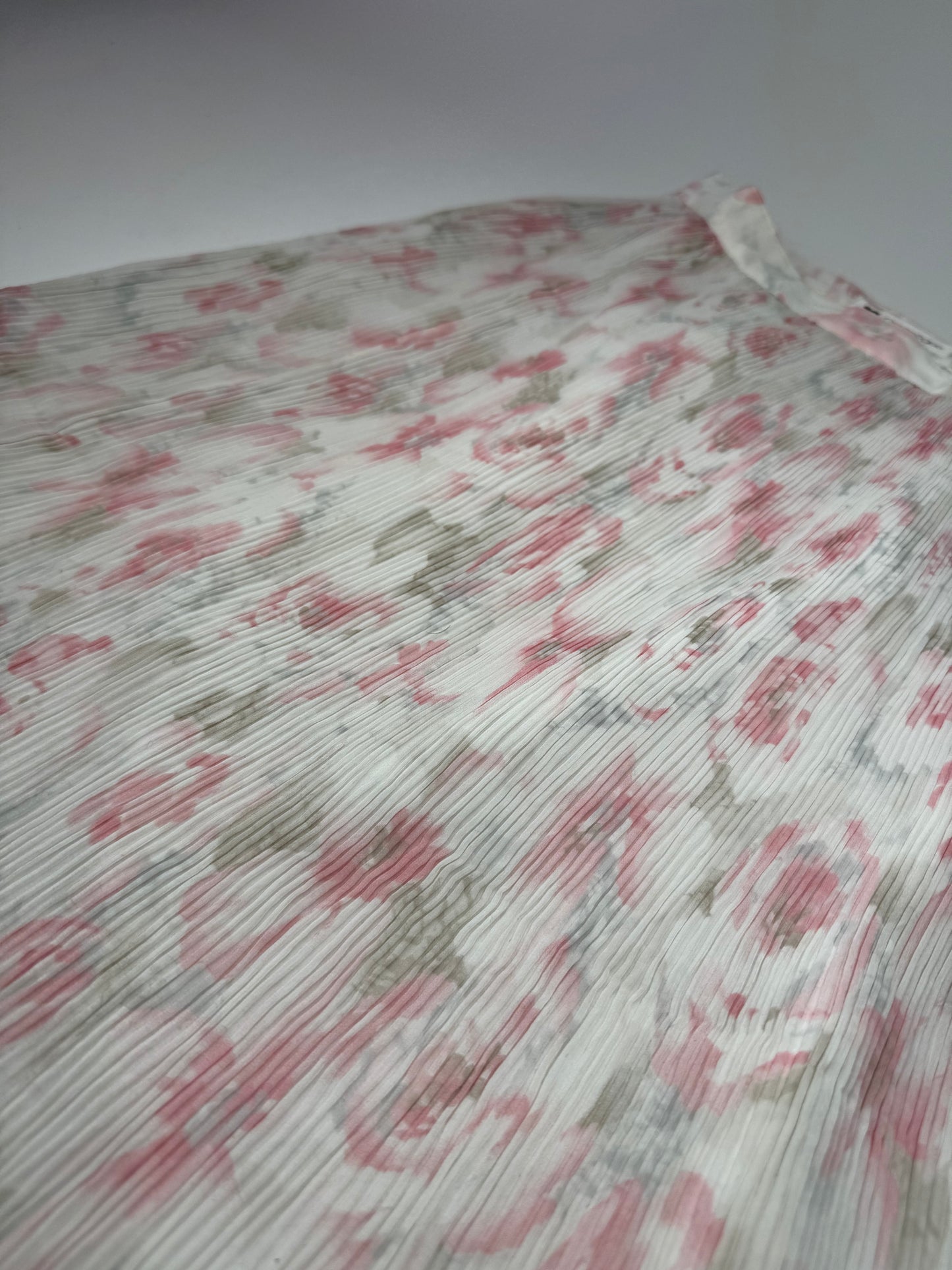 Vintage Courreges Plissee Floral Skirt white pink
