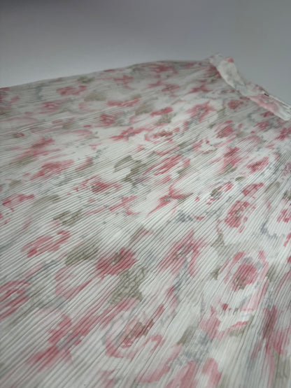 Vintage Courreges Plissee Floral Skirt white pink