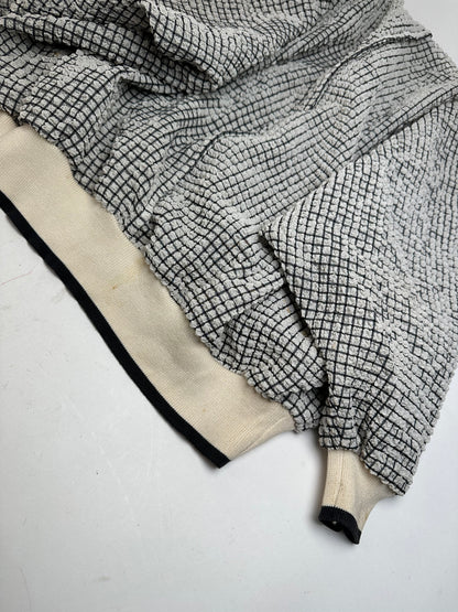 Vintage Dior Sports CD Logo Textured Checkered Pullover Cream Black M