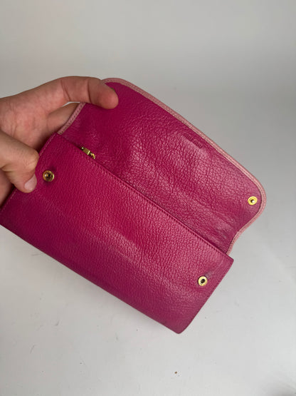 Portefeuille vintage en cuir Miu Miu rose violet