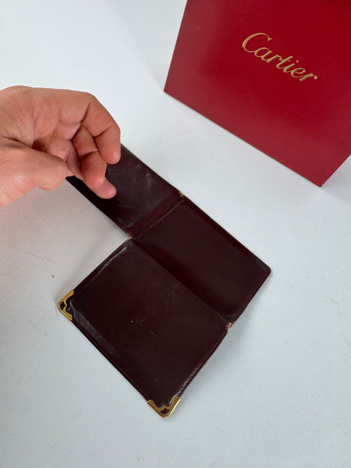Vintage Cartier Leather Card Holder Burgundy