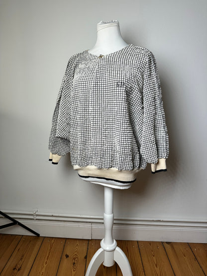 Vintage Dior Sports CD Logo Textured Checkered Pullover Cream Black M