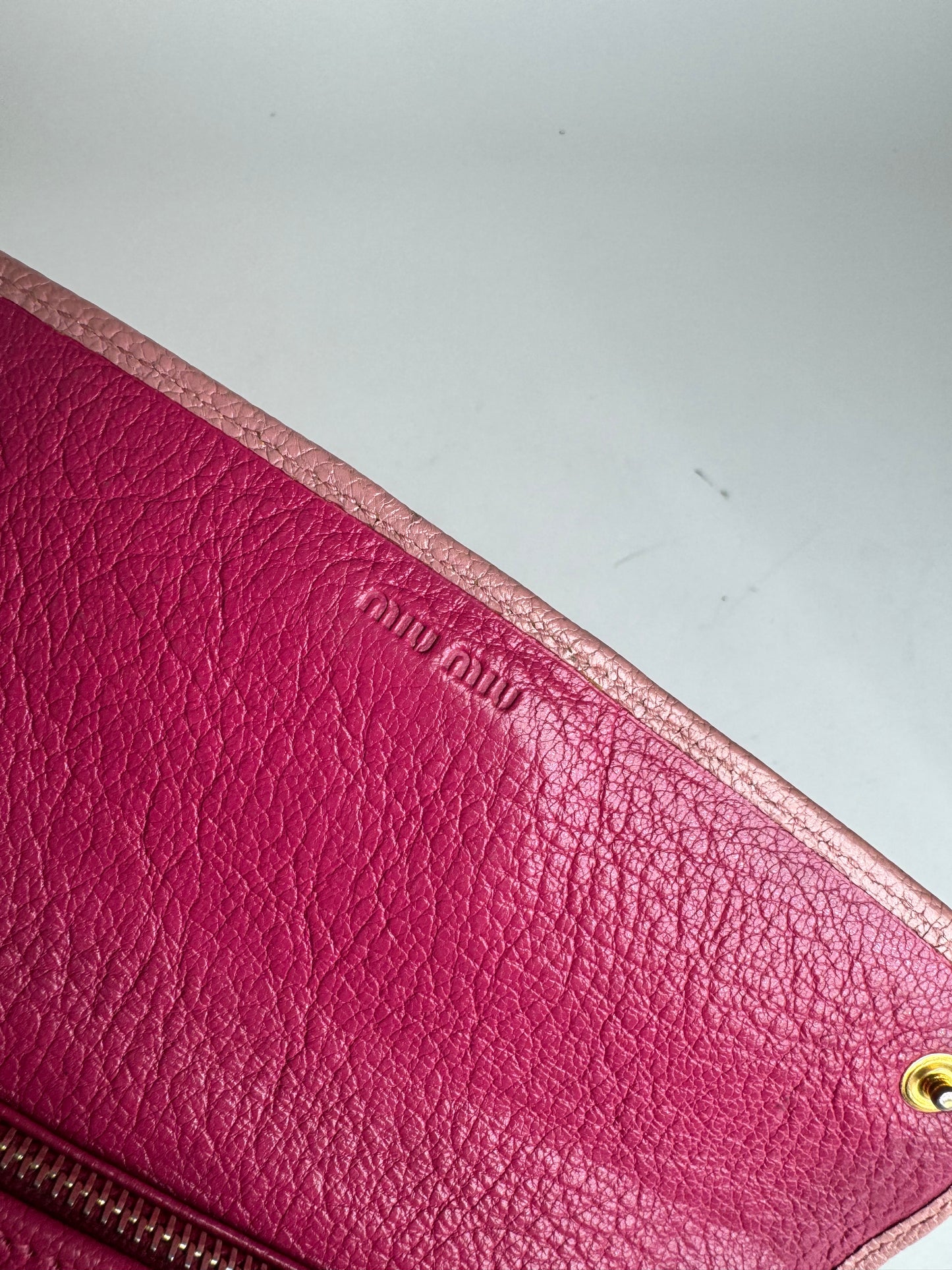 Portefeuille vintage en cuir Miu Miu rose violet