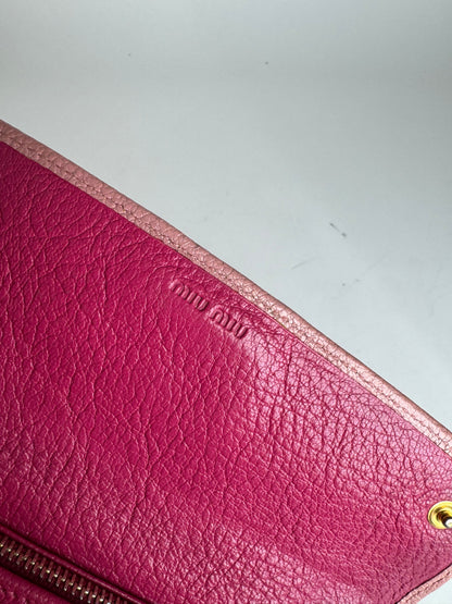 Portefeuille vintage en cuir Miu Miu rose violet