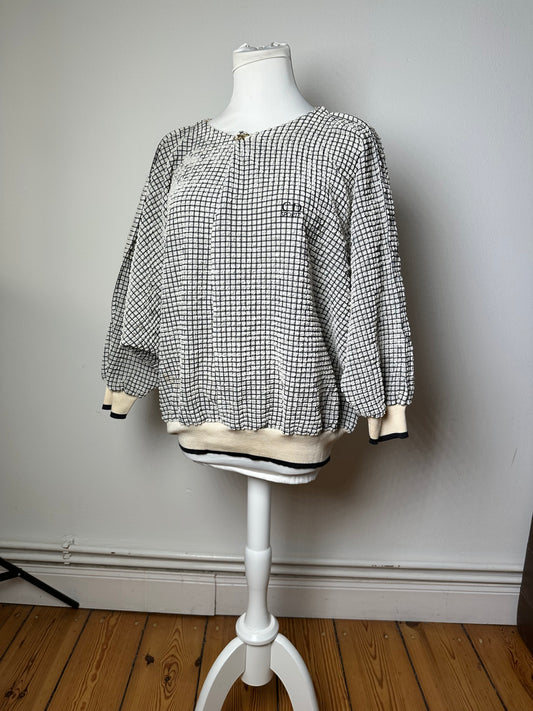 Vintage Dior Sports CD Logo Textured Checkered Pullover Cream Black M