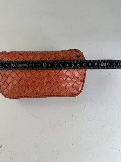 Vintage Bottega Veneta Woven Leather Cosmetic Case Rust