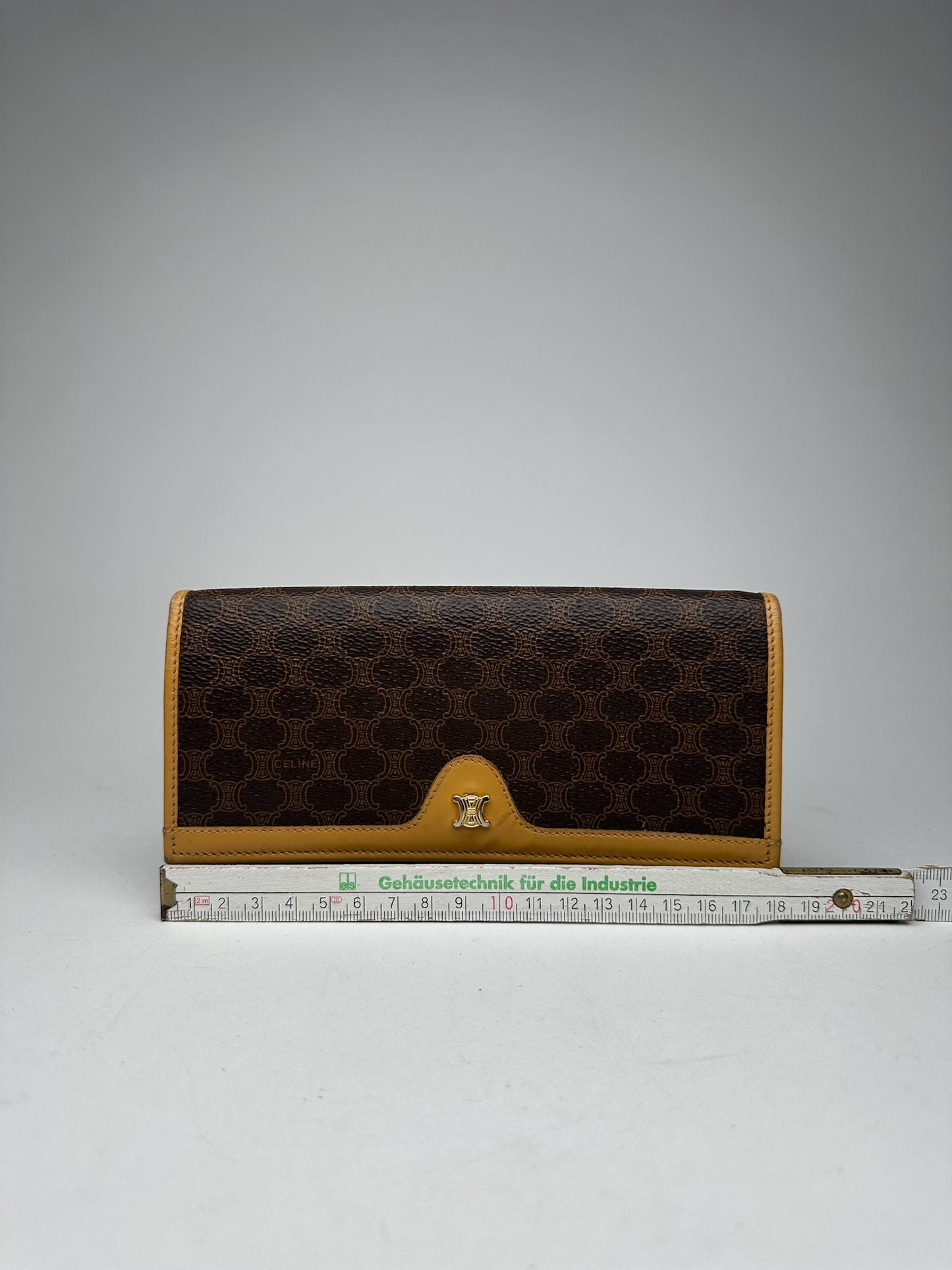 Vintage Celine Paris monogram leather wallet