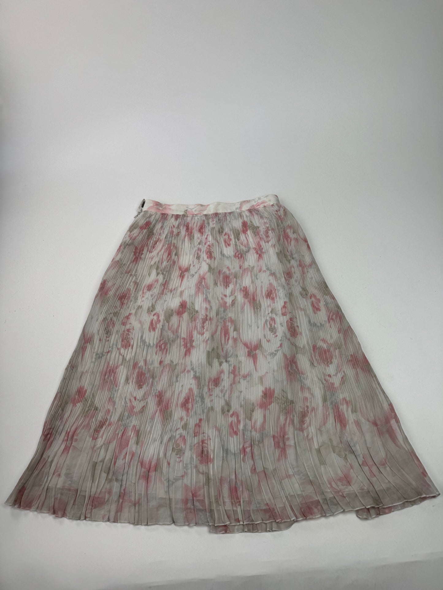 Vintage Courreges Plissee Floral Skirt white pink