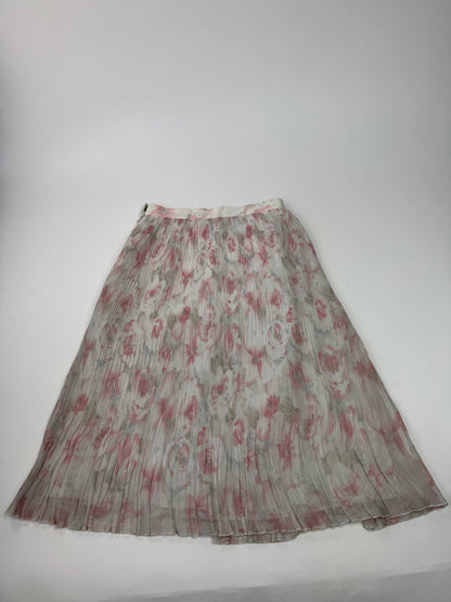 Vintage Courreges Plissee Floral Skirt white pink