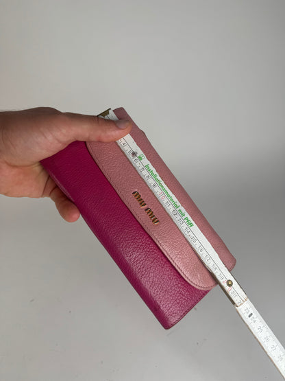 Portefeuille vintage en cuir Miu Miu rose violet
