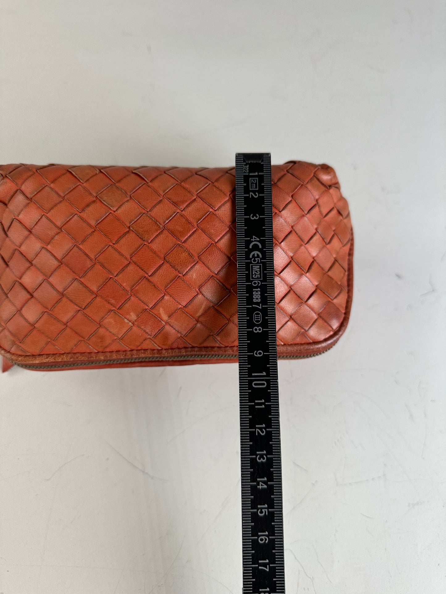 Vintage Bottega Veneta Woven Leather Cosmetic Case Rust