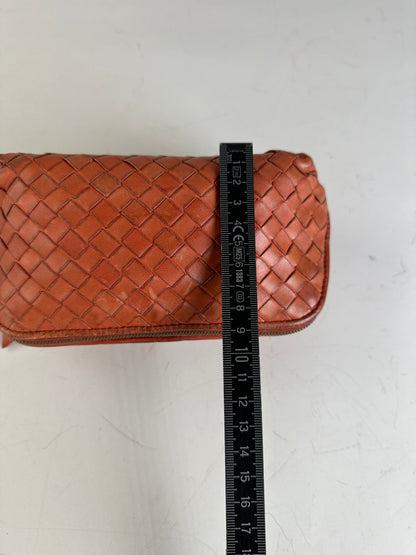 Vintage Bottega Veneta Woven Leather Cosmetic Case Rust