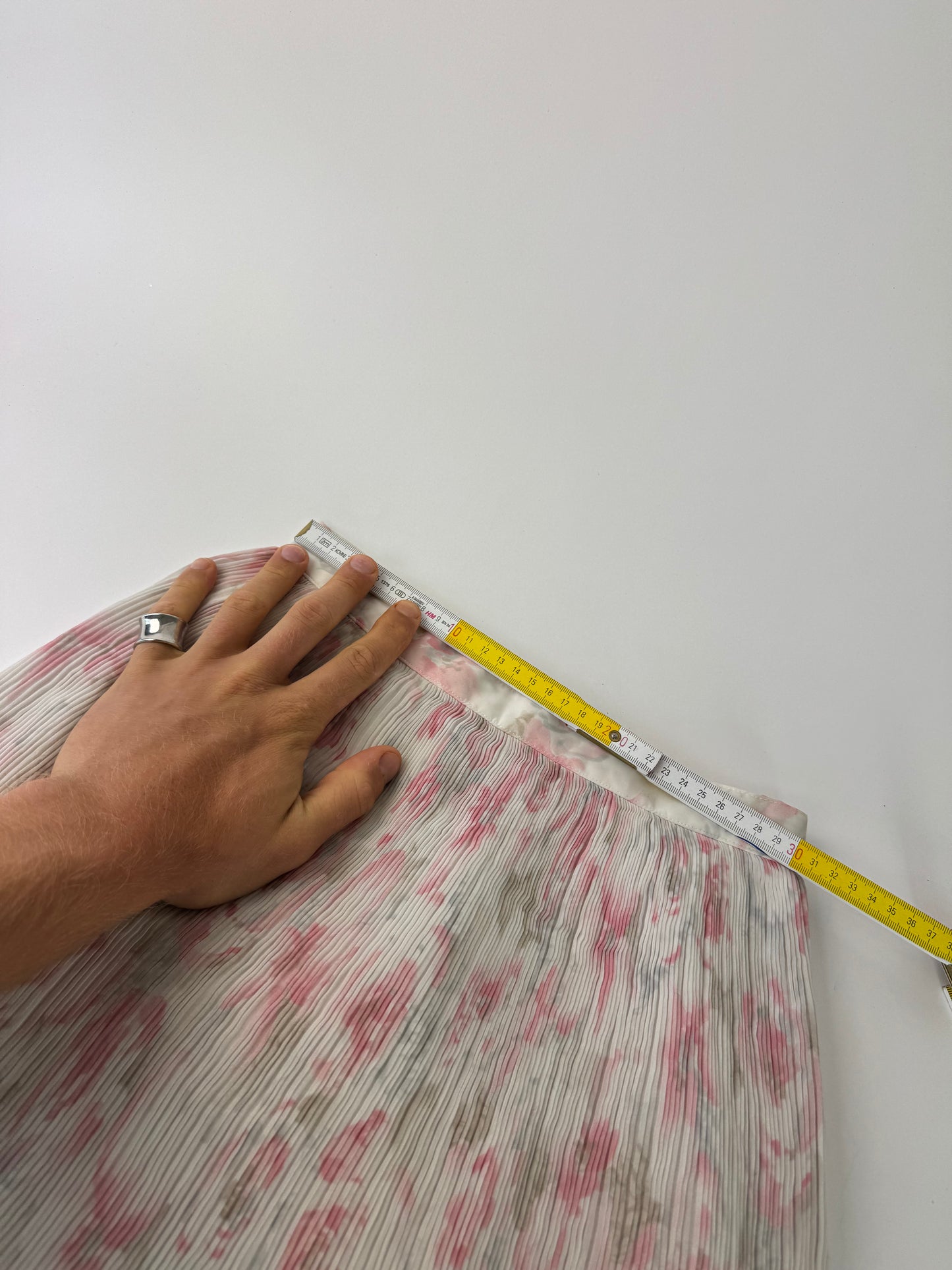 Vintage Courreges Plissee Floral Skirt white pink