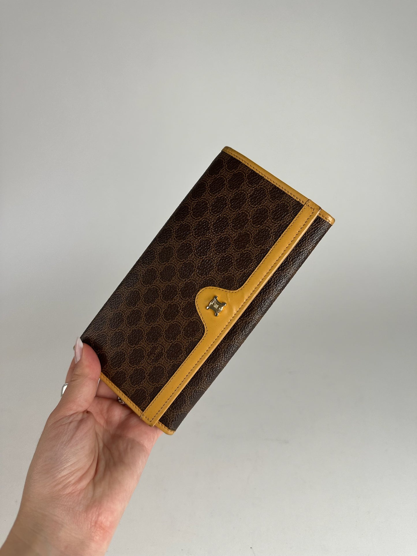 Vintage Celine Paris monogram leather wallet