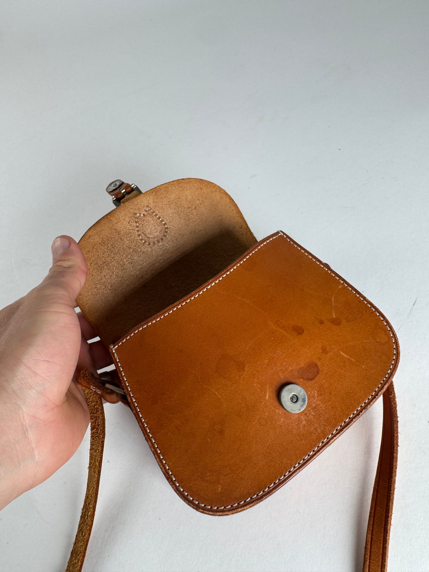 Vintage Courreges Leather Crossbody / Shoulder Bag Brown