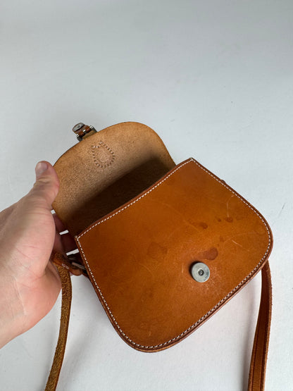 Vintage Courreges Leather Crossbody / Shoulder Bag Brown