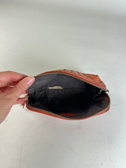 Vintage Bottega Veneta Woven Leather Cosmetic Case Rust