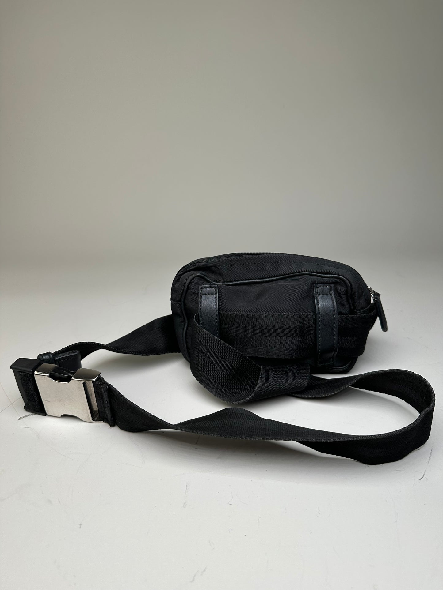 Vintage Stella McCartney Nylon Crossbody Bag Black Silver