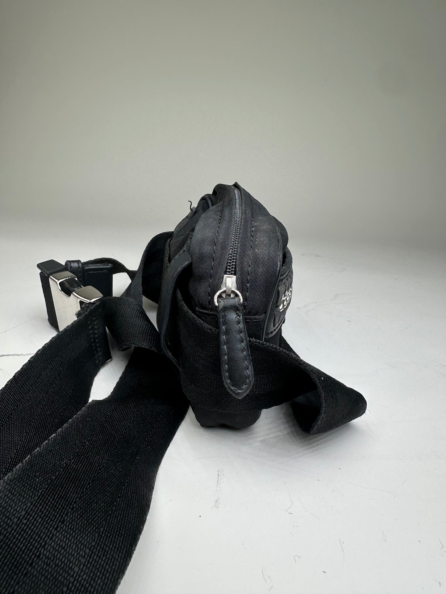 Vintage Stella McCartney Nylon Crossbody Bag Black Silver