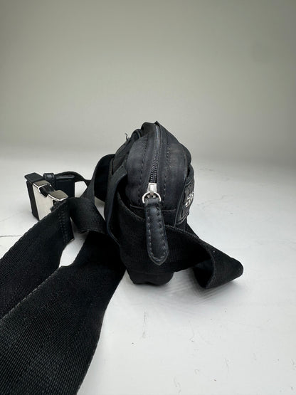 Vintage Stella McCartney Nylon Crossbody Bag Black Silver
