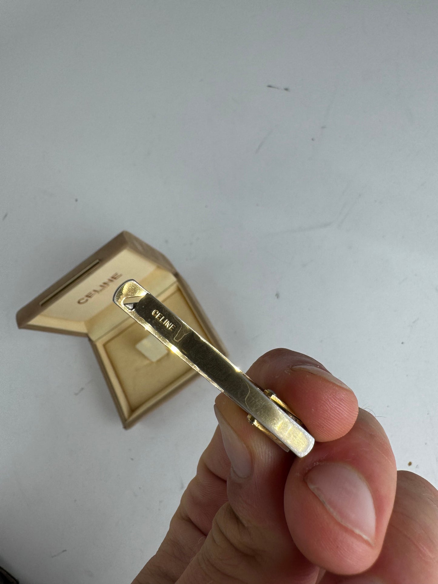 Vintage Celine Paris Money/Tie Clamp Silver Gold
