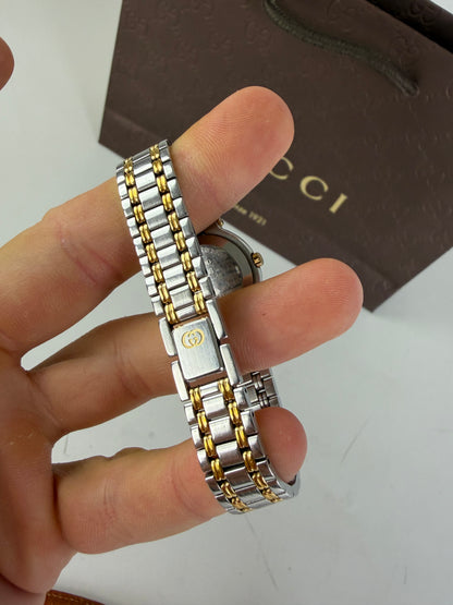 Vintage Gucci Stainless Steel Bracelet Watch Two-Tone Yellow Silver
