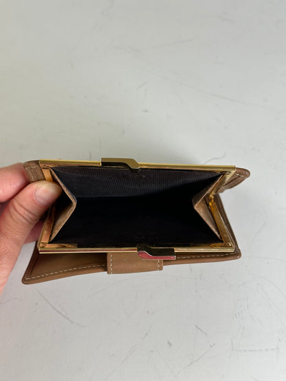 Vintage Dior Honeycomb Canvas Wallet Beige Brown Gold
