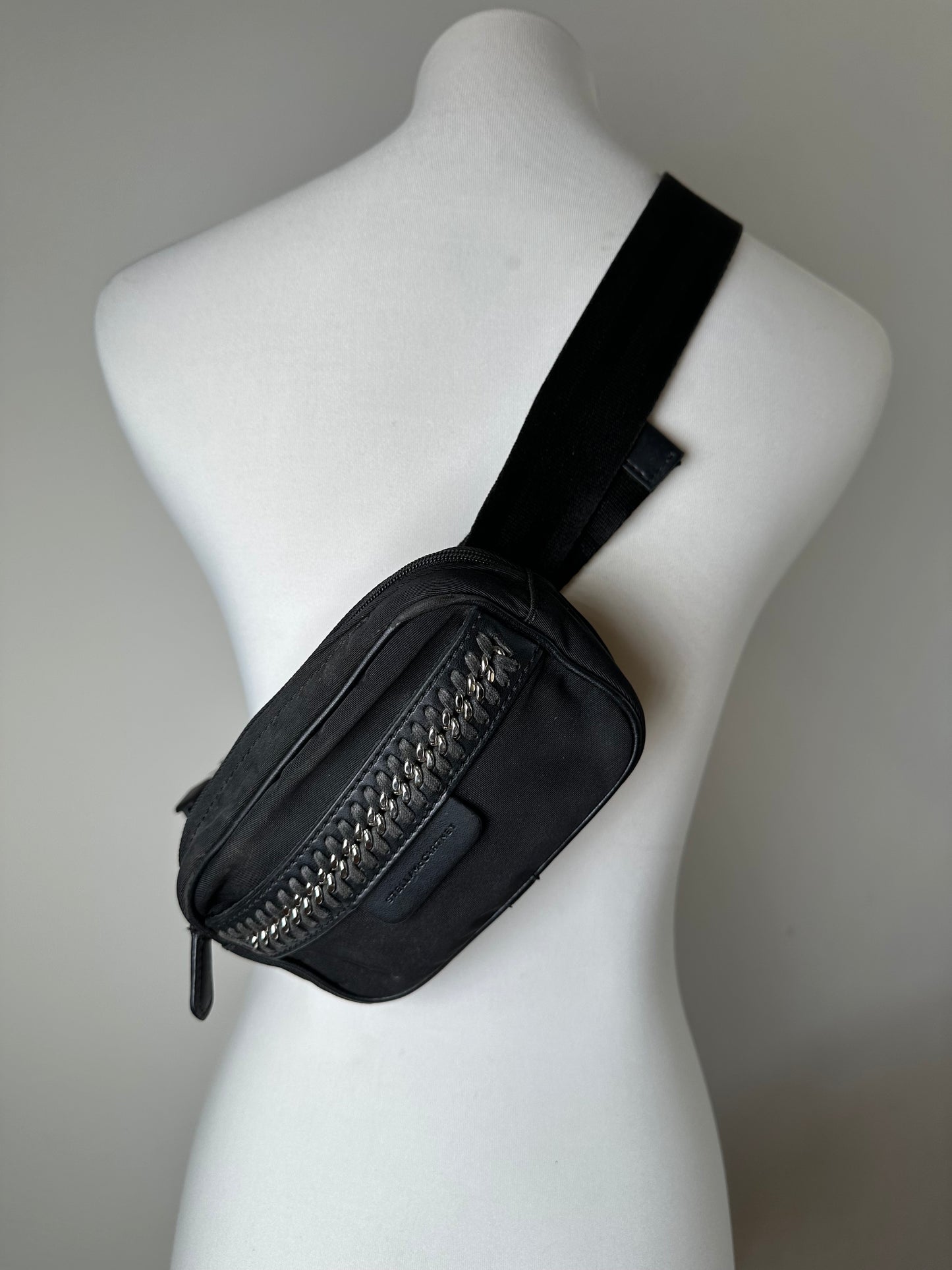 Vintage Stella McCartney Nylon Crossbody Bag Black Silver