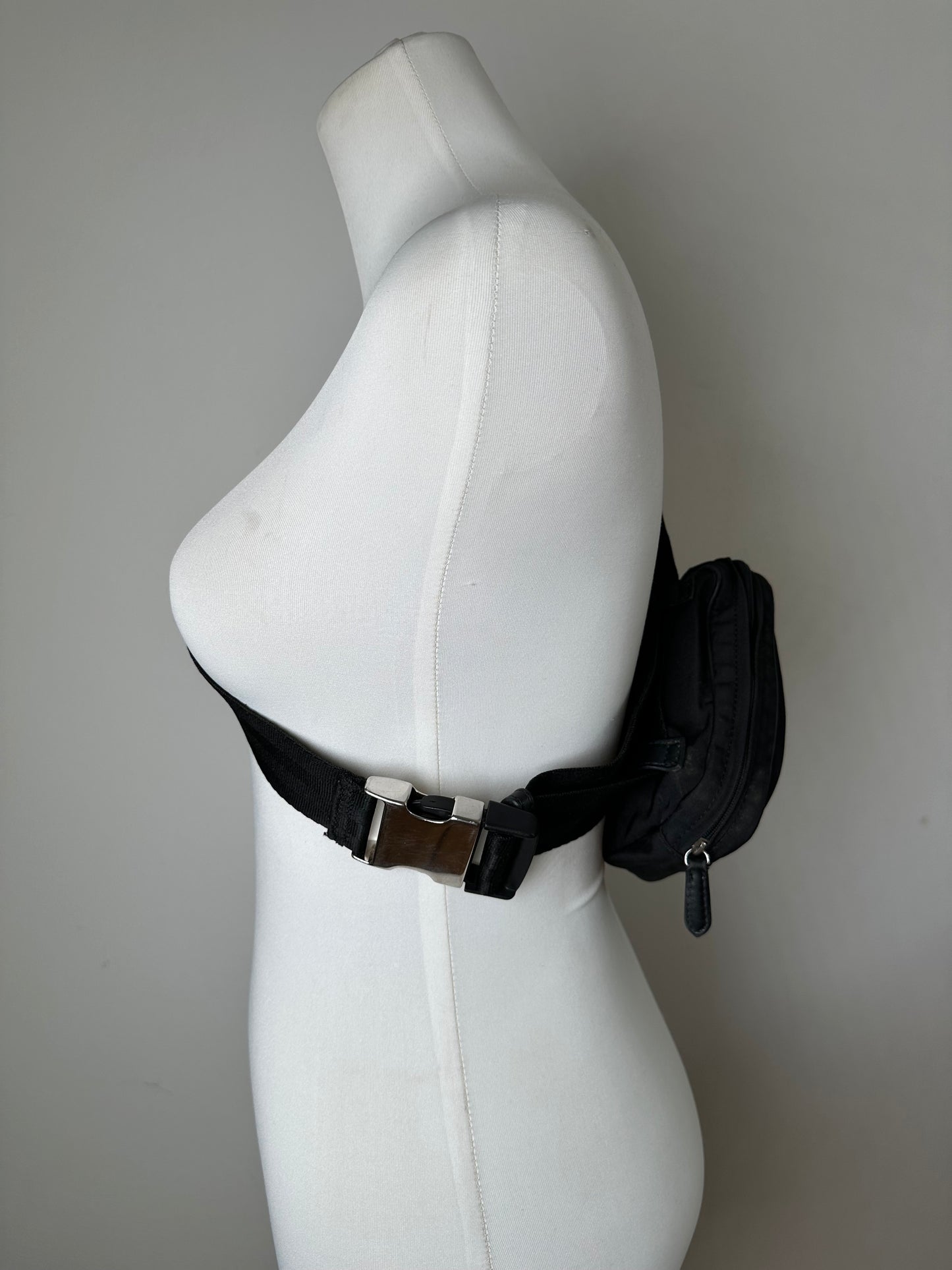 Vintage Stella McCartney Nylon Crossbody Bag Black Silver