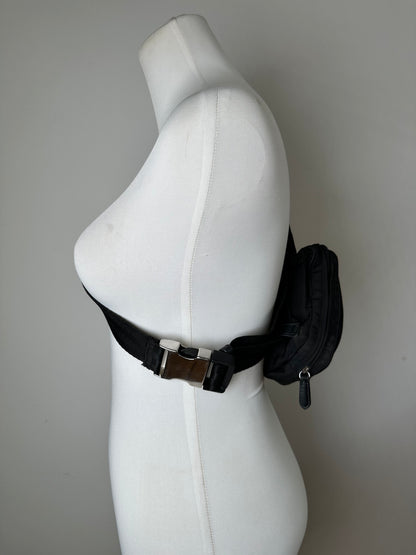 Vintage Stella McCartney Nylon Crossbody Bag Black Silver