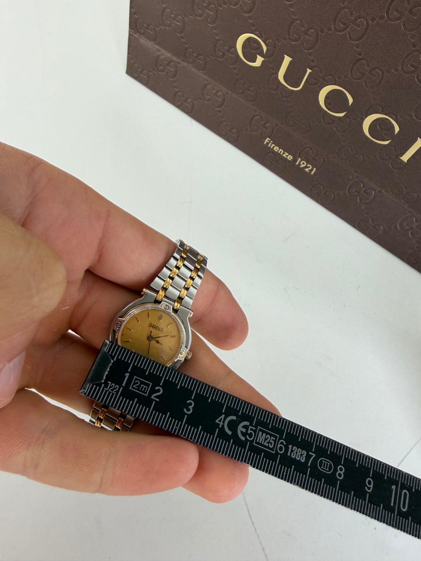 Vintage Gucci Stainless Steel Bracelet Watch Two-Tone Yellow Silver