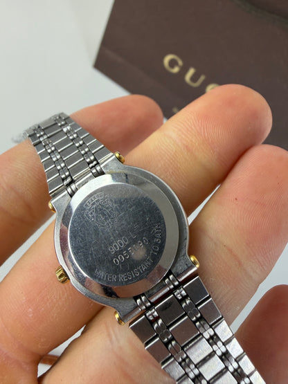 Vintage Gucci Stainless Steel Bracelet Watch Two-Tone Yellow Silver