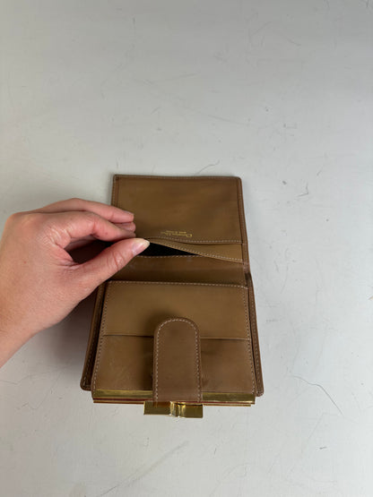 Vintage Dior Honeycomb Canvas Wallet Beige Brown Gold