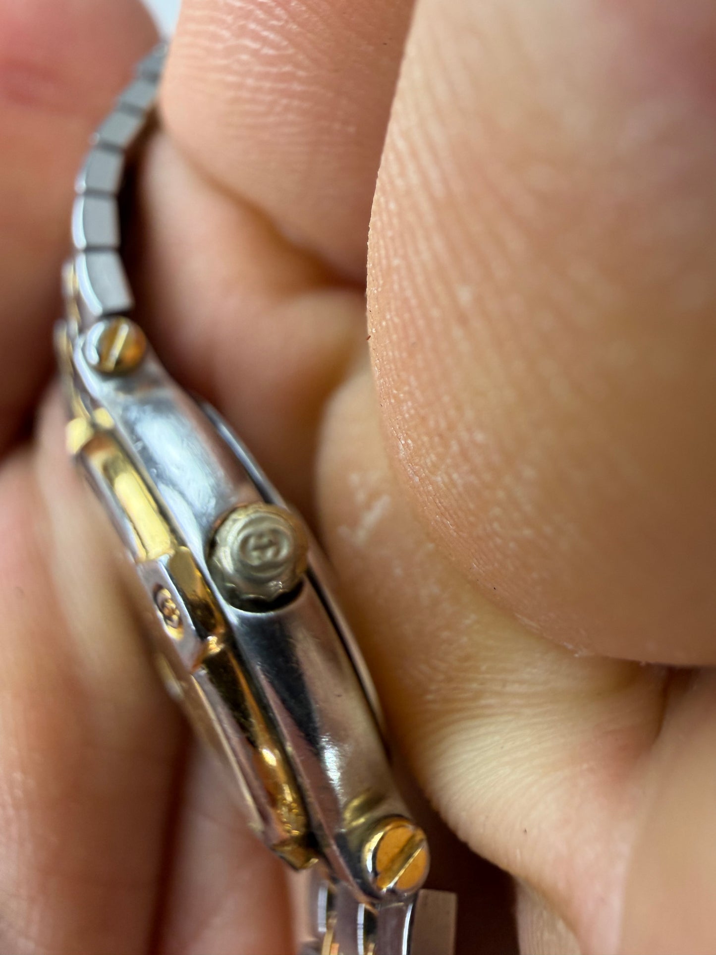 Vintage Gucci Stainless Steel Bracelet Watch Two-Tone Yellow Silver