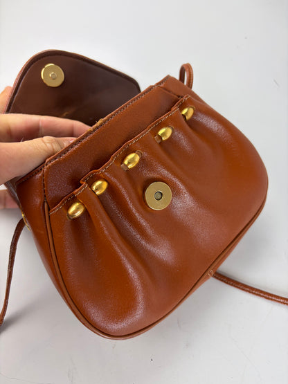 Vintage Givenchy Leather Shoulder Bag Brown Gold-tone Snap