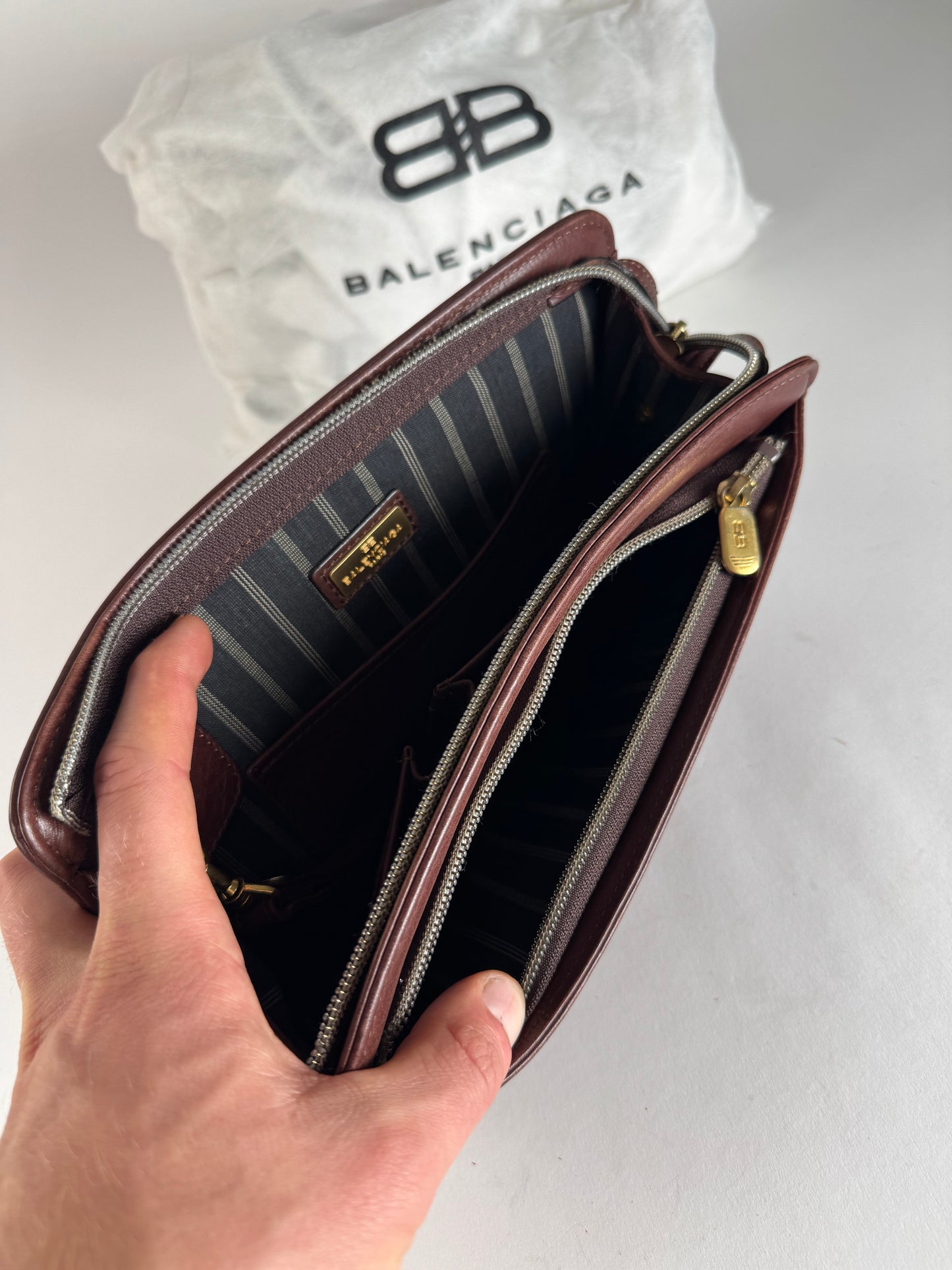 Vintage Balenciaga Leather Clutch Brown