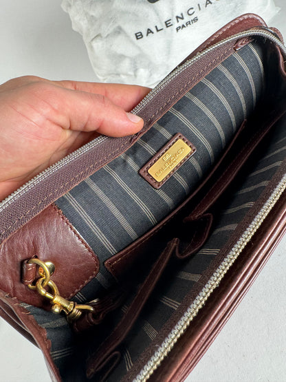 Vintage Balenciaga Leather Clutch Brown