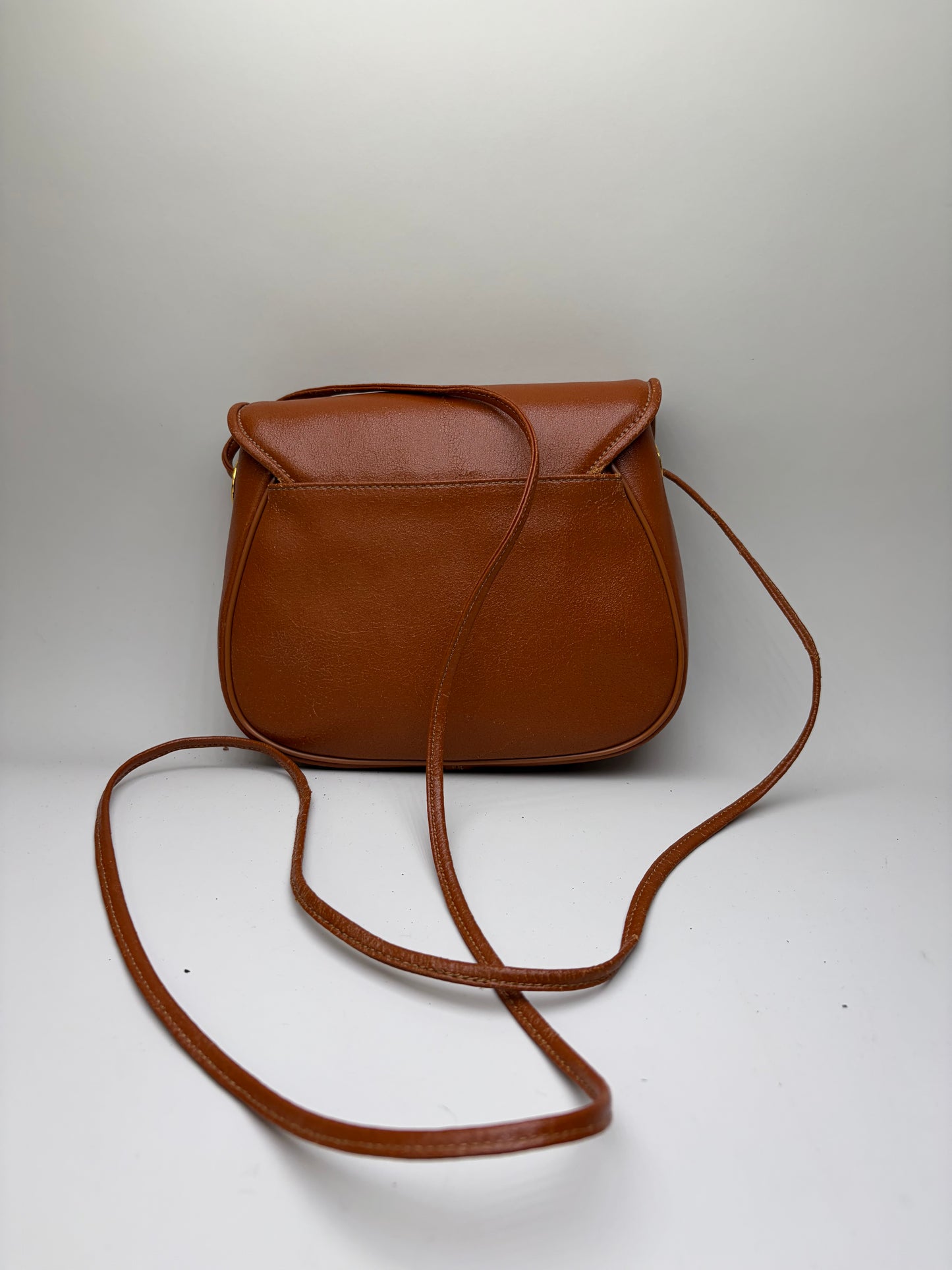 Vintage Givenchy Leather Shoulder Bag Brown Gold-tone Snap