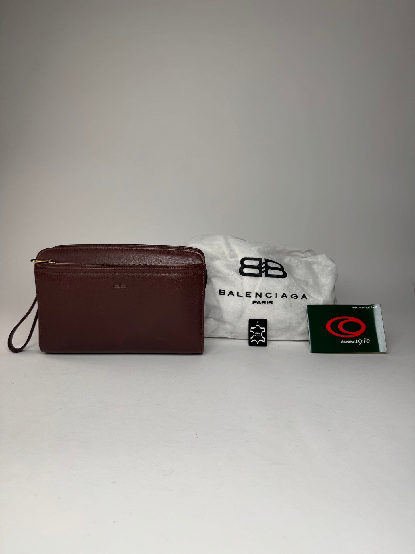 Vintage Balenciaga Leather Clutch Brown