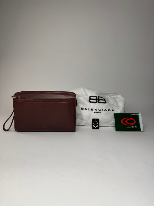 Vintage Balenciaga Leather Clutch Brown