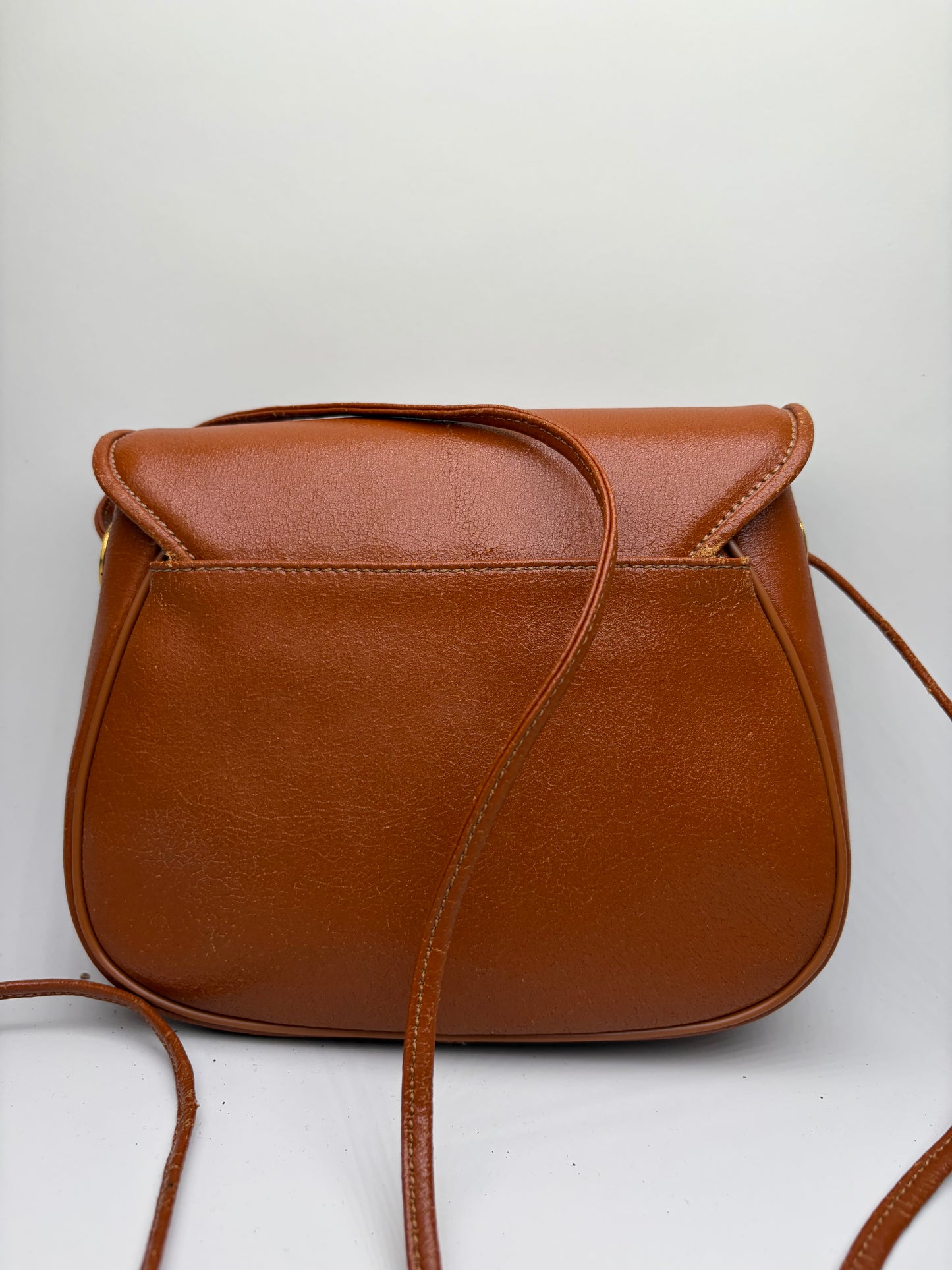 Vintage Givenchy Leather Shoulder Bag Brown Gold-tone Snap