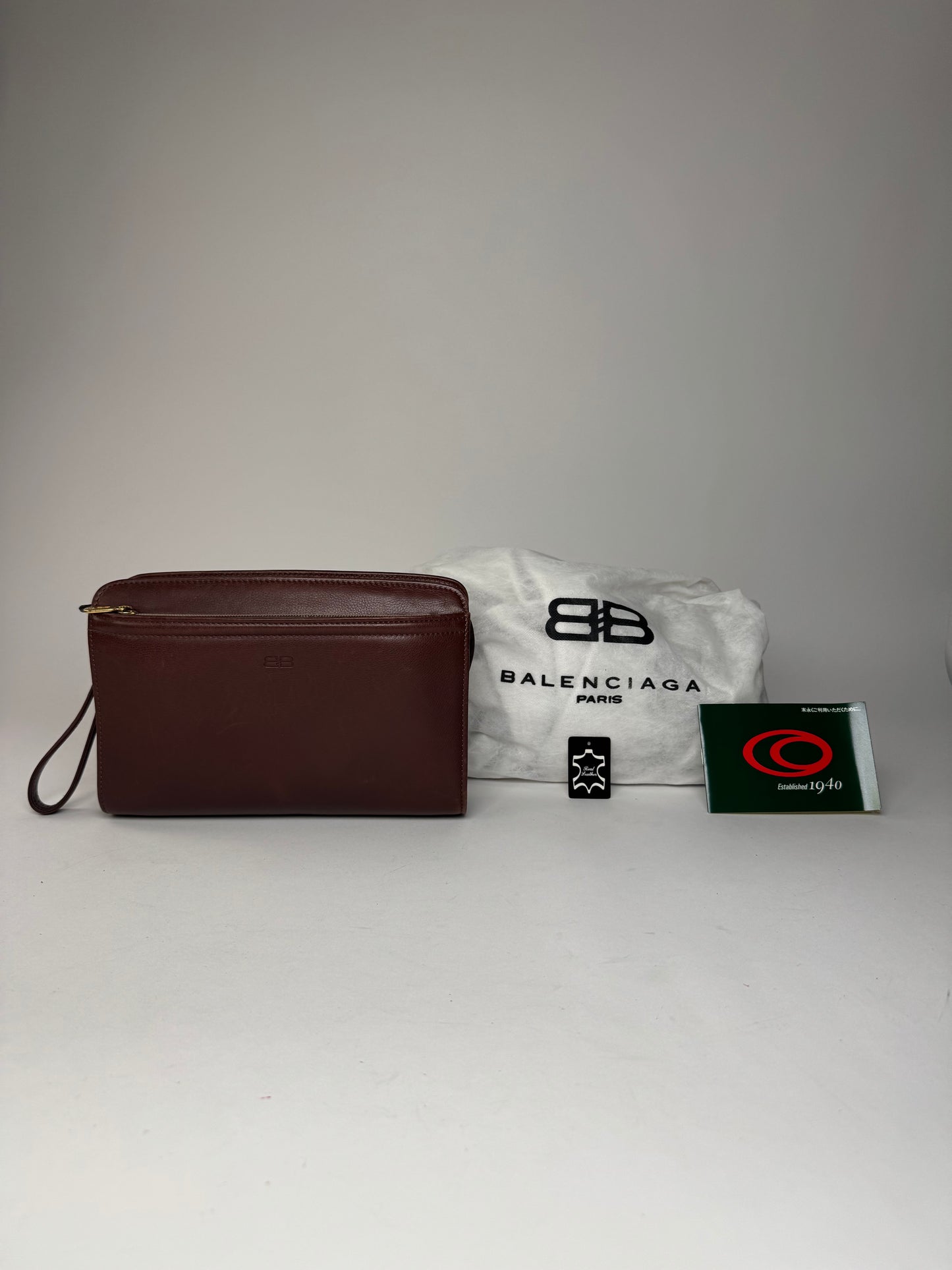 Vintage Balenciaga Leather Clutch Brown