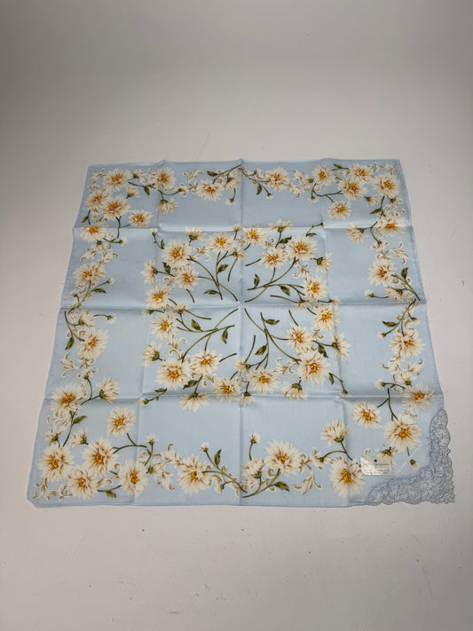Vintage Balmain Floral Scarf Light-Blue Yellow white