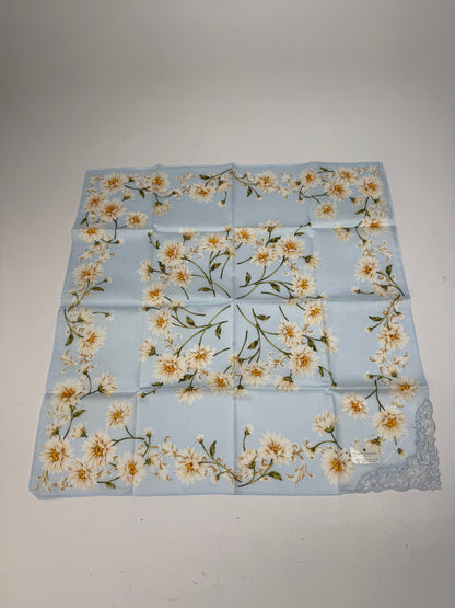 Vintage Balmain Floral Scarf Light-Blue Yellow white