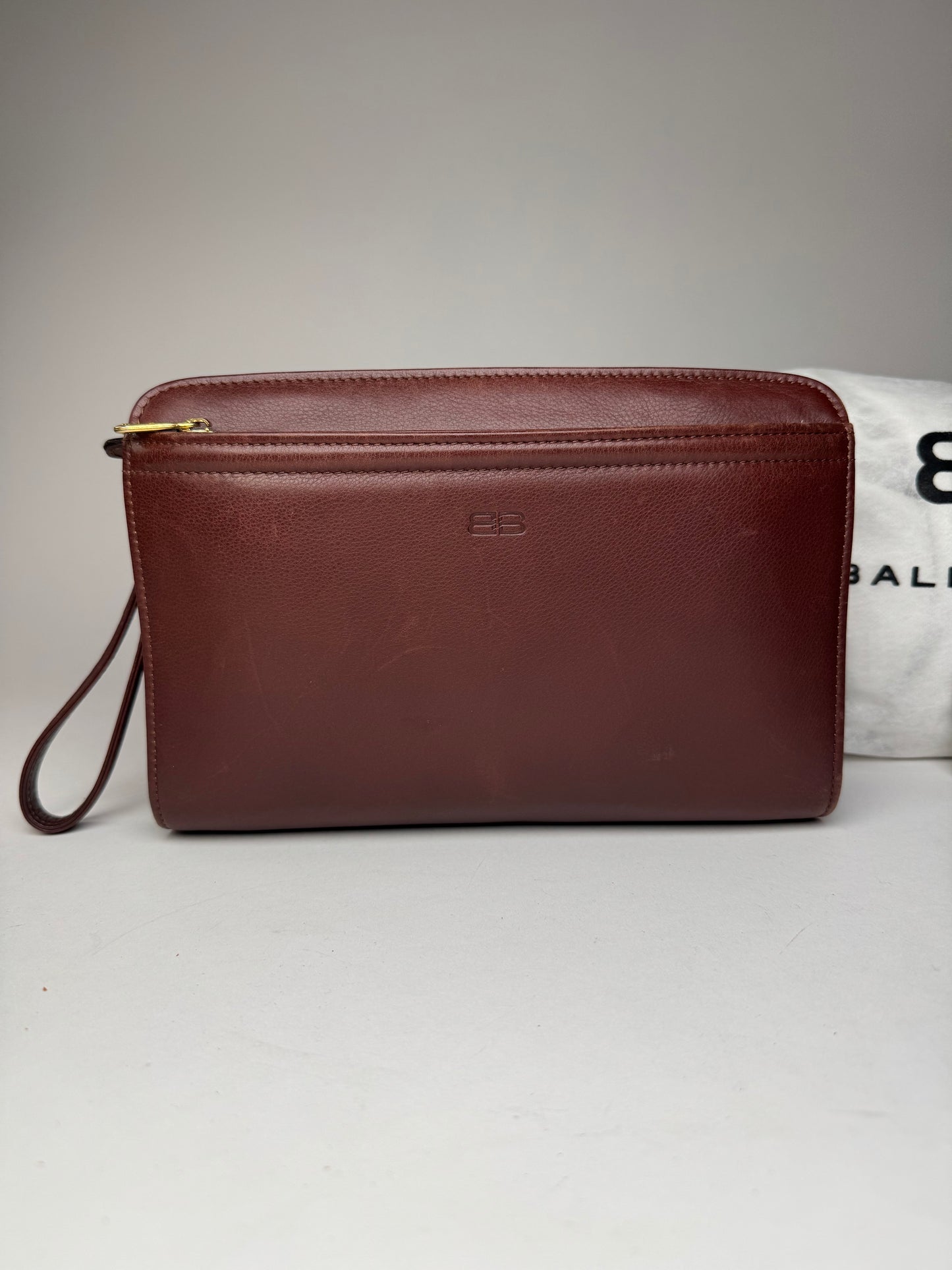Vintage Balenciaga Leather Clutch Brown